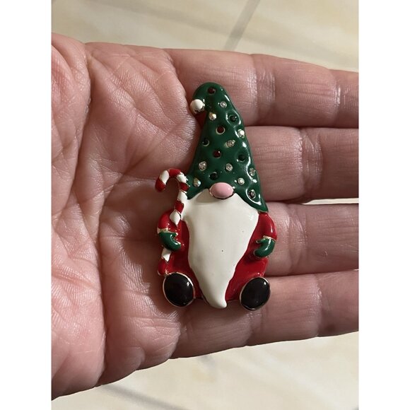 Studio Ville Enameled Crystals Christmas Gnome $30 NIP Santa Gnome Candy Cane - Picture 6 of 8